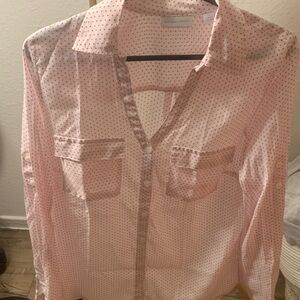 Pink Polka Dot Button-Up Blouse